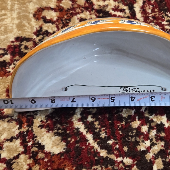 -SOLD- Vintage Italian Caltagirone Majolica Hanging Planter Wall Bowl Pottery - Picture 5 of 12